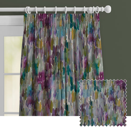 Abstract Purple M2M - Azima Velvet Printed Made to Measure Curtains Indigo Voyage Maison