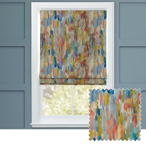 Abstract Green M2M - Azima Printed Cotton Made to Measure Roman Blinds Citrine Voyage Maison