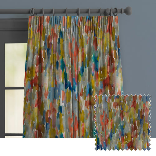 Abstract Multi M2M - Azima Velvet Printed Made to Measure Curtains Citrine Voyage Maison