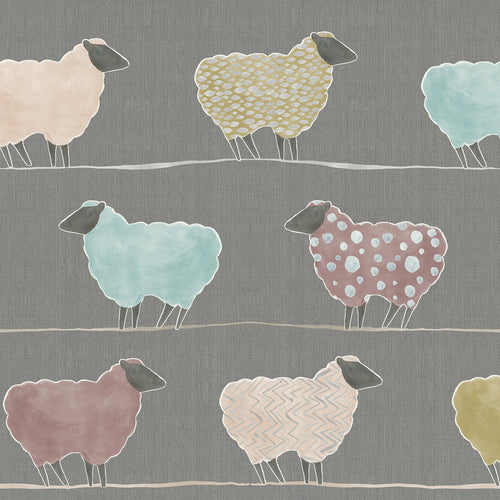 Animal Grey Fabric - Baarry Printed Cotton Fabric (By The Metre) Granite Voyage Maison