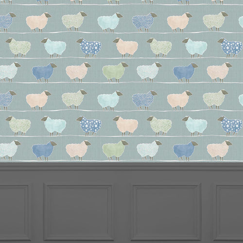 Animal Blue Wallpaper - Baarry  1.4m Wide Width Wallpaper (By The Metre) Cornflower Voyage Maison