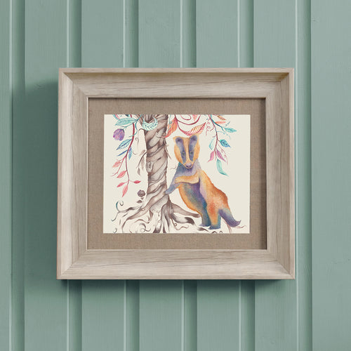 Animal Orange Wall Art - Badger  Framed Print Birch/Badger Voyage Maison