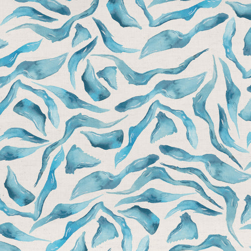 Abstract Blue Fabric - Balaya Printed Cotton Fabric (By The Metre) Glacier Voyage Maison