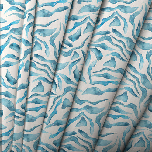 Abstract Blue Fabric - Balaya Printed Cotton Fabric (By The Metre) Glacier Voyage Maison