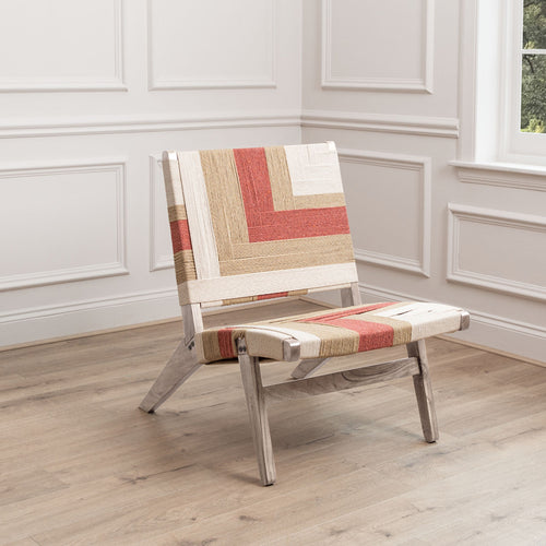 Geometric Red Furniture - Ballari Woven Chair Rose Voyage Maison