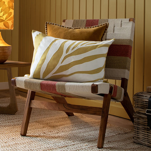 Additions Bamboo Embroidered Feather Cushion in Mustard