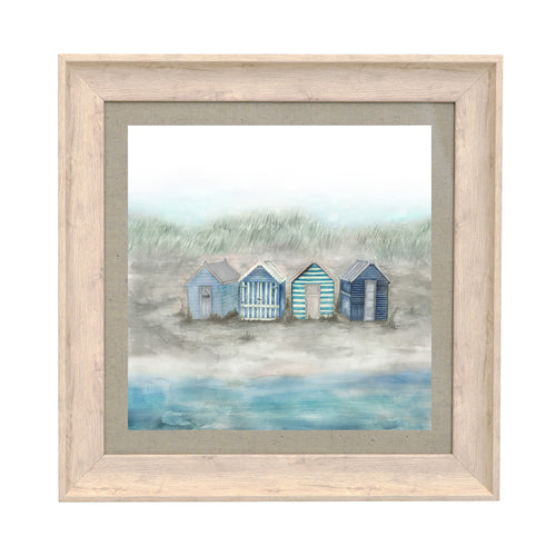 Abstract Blue Wall Art - Beach Hut  Framed Print Birch/Indigo Voyage Maison