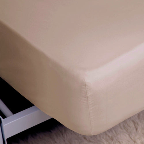 Brown Bedding - 400 Thread Count Egyptian 100% Cotton Fitted Bed Sheet Oyster miah.