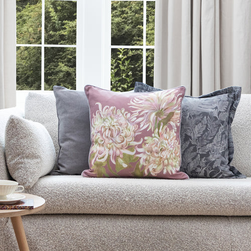 Floral Pink Cushions - Belladonna Printed Feather Filled Cushion Heather Voyage Maison