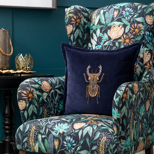 Voyage Maison Bellatrix Embroidered Feather Cushion in Blue