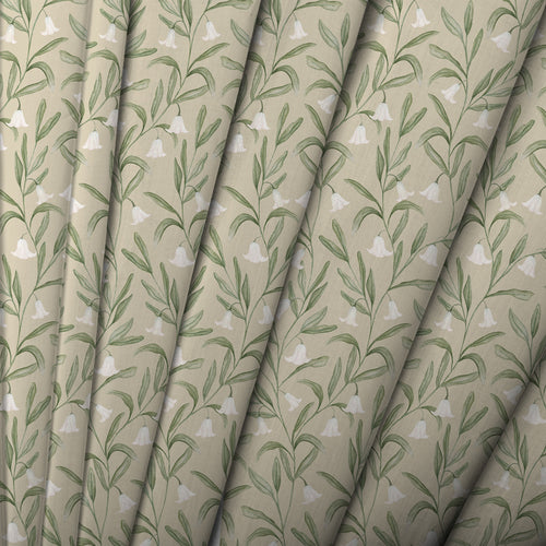 Floral Beige Fabric - Bell Meadow Printed Cotton Fabric Hazel Voyage Maison