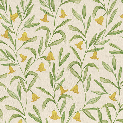 Floral Yellow Fabric - Bell Meadow Printed Cotton Fabric Honey Voyage Maison