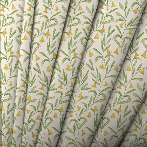 Floral Yellow Fabric - Bell Meadow Printed Cotton Fabric Honey Voyage Maison