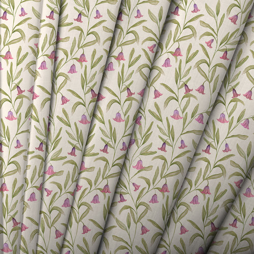 Floral Pink Fabric - Bell Meadow Printed Cotton Fabric Rosewood Voyage Maison