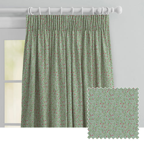Floral Green M2M - Bell Meadow Printed Cotton Made to Measure Curtains Oasis Voyage Maison