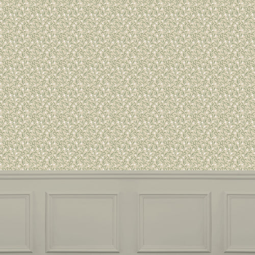 Floral Beige Wallpaper - Bell Meadow  1.4m Wide Width Wallpaer (By the Metre) Hazel Voyage Maison