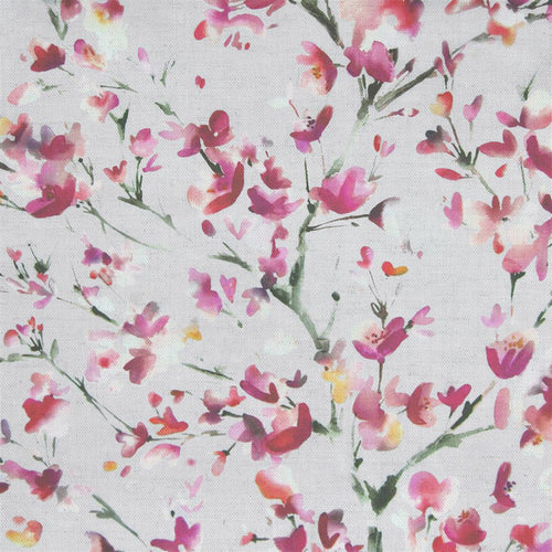 Floral Pink Fabric - Belsay Printed Cotton Fabric (By The Metre) Dove Voyage Maison
