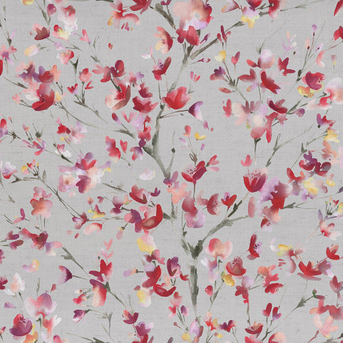Floral Red Fabric - Belsay Printed Cotton Fabric (By The Metre) Stone Voyage Maison