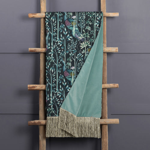 Floral Blue Throws - Bennu Printed Throw Emerald Voyage Maison