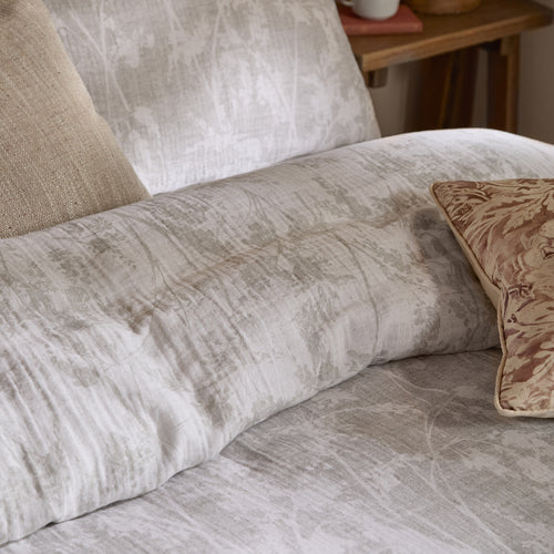 Floral Beige Bedding - Braeflower Reversible 100% Cotton Muslin Duvet Cover Set Natural Voyage Maison