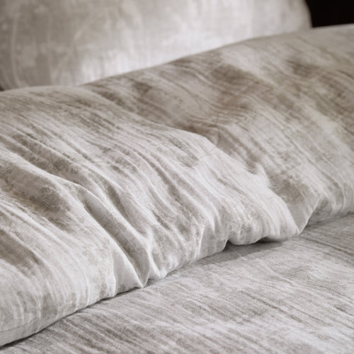 Floral Beige Bedding - Braeflower Reversible 100% Cotton Muslin Duvet Cover Set Natural Voyage Maison