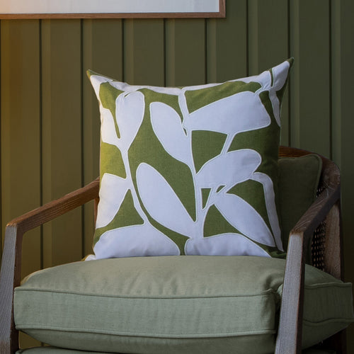 Additions Birch Embroidered Feather Cushion in Grass