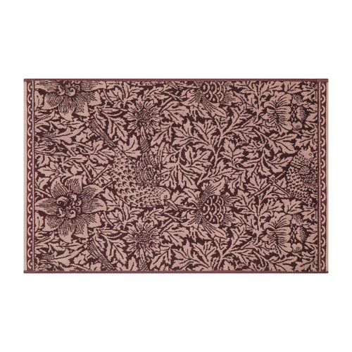 Floral Purple Bathroom - Bird & Anemone 100% Cotton Bath Mat Plum Morris & Co