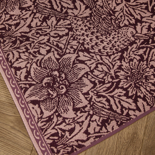 Floral Purple Bathroom - Bird & Anemone 100% Cotton Bath Mat Plum Morris & Co