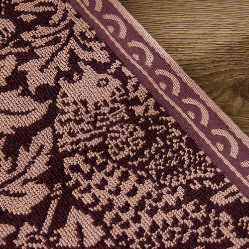 Floral Purple Bathroom - Bird & Anemone 100% Cotton Bath Mat Plum Morris & Co