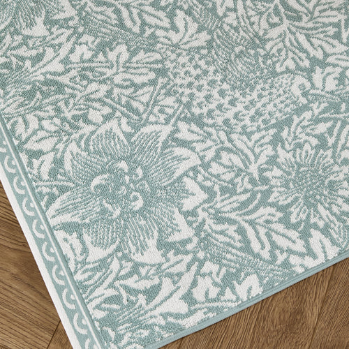 Floral Blue Bathroom - Bird & Anemone 100% Cotton Bath Mat Slate Blue Morris & Co