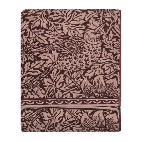 Floral Purple Bathroom - Bird & Anemone 100% Cotton Jacquard Towels Plum Morris & Co