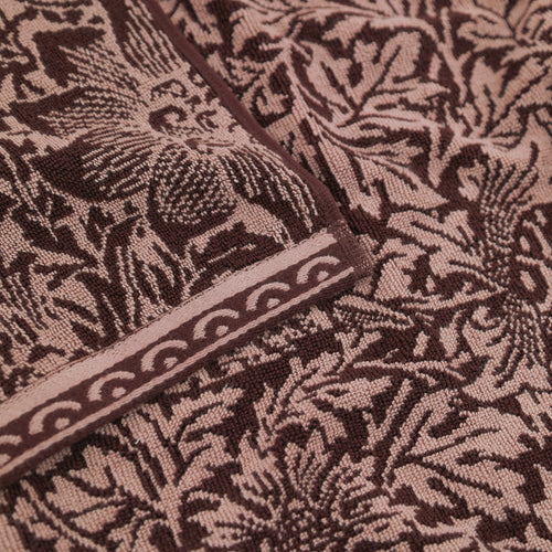 Floral Purple Bathroom - Bird & Anemone 100% Cotton Jacquard Towels Plum Morris & Co