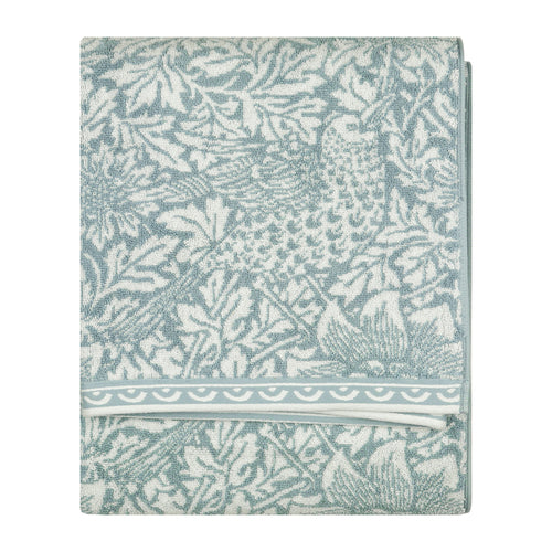 Floral Blue Bathroom - Bird & Anemone 100% Cotton Jacquard Towels Slate Blue Morris & Co