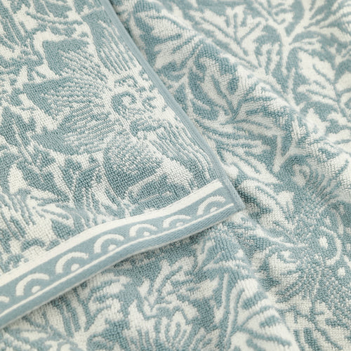 Floral Blue Bathroom - Bird & Anemone 100% Cotton Jacquard Towels Slate Blue Morris & Co