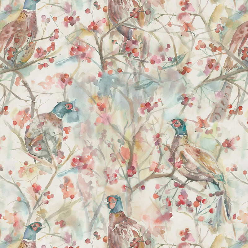 Animal Red Wallpaper - Blackberry  1.4m Wide Width Wallpaper (By The Metre) Row Voyage Maison