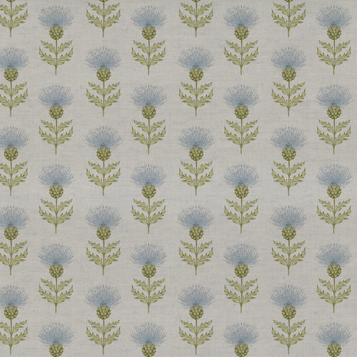 Floral Blue Fabric - Blair Printed Linen Fabric Loch Voyage Maison