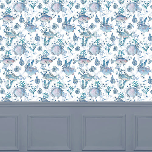 Animal Blue Wallpaper - Bollu  1.4m Wide Width Wallpaper (By The Metre) Marine Voyage Maison