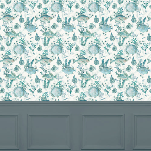 Animal Blue Wallpaper - Bollu  1.4m Wide Width Wallpaper (By The Metre) Seamist Voyage Maison