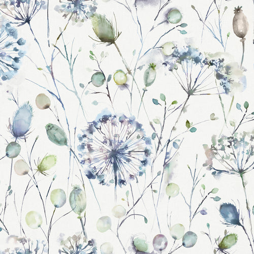 Floral Blue Fabric - Boronia Printed Cotton Fabric (By The Metre) Crocus/Cream Voyage Maison