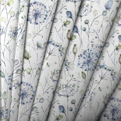 Floral Blue Fabric - Boronia Printed Cotton Fabric Crocus Cream Voyage Maison