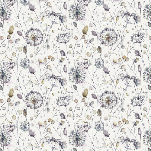 Floral Purple Fabric - Boronia Printed Cotton Fabric (By The Metre) Ironstone/Cream Voyage Maison