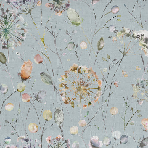 Floral Blue Fabric - Boronia Printed Cotton Fabric (By The Metre) Coral/Cloud/Sky Voyage Maison