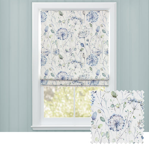 Floral Blue M2M - Boronia Printed Cotton Made to Measure Roman Blinds Crocus/Cream Voyage Maison