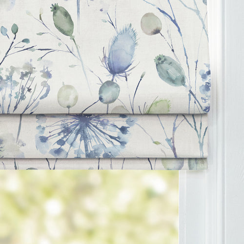 Floral Blue M2M - Boronia Printed Cotton Made to Measure Roman Blinds Crocus/Cream Voyage Maison