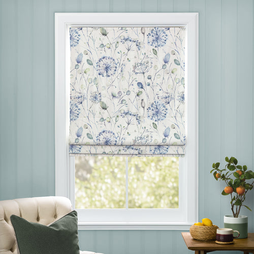 Floral Blue M2M - Boronia Printed Cotton Made to Measure Roman Blinds Crocus/Cream Voyage Maison