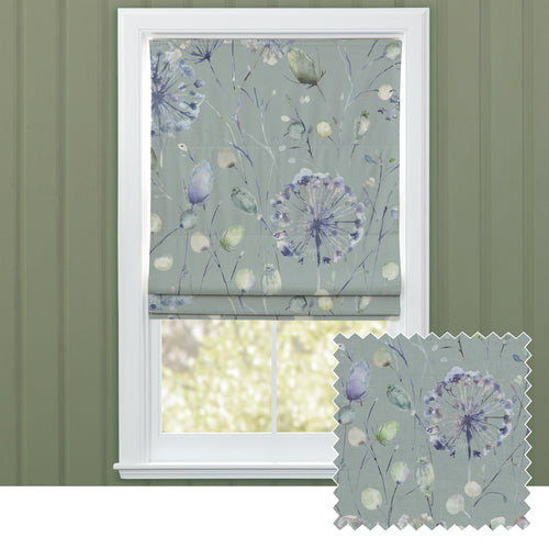 Floral Blue M2M - Boronia Printed Cotton Made to Measure Roman Blinds Crocus/Willow Voyage Maison