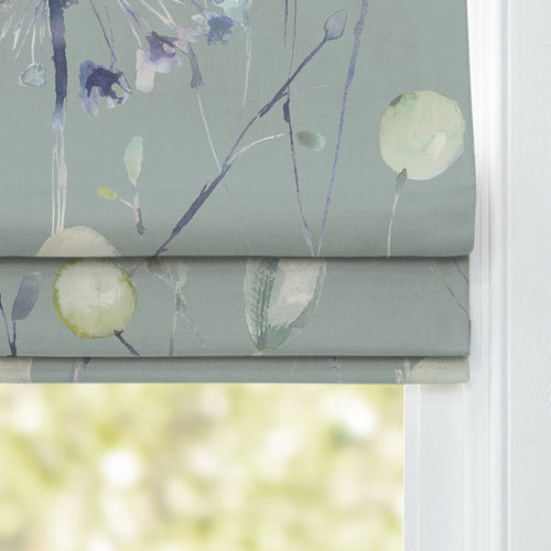 Floral Blue M2M - Boronia Printed Cotton Made to Measure Roman Blinds Crocus/Willow Voyage Maison