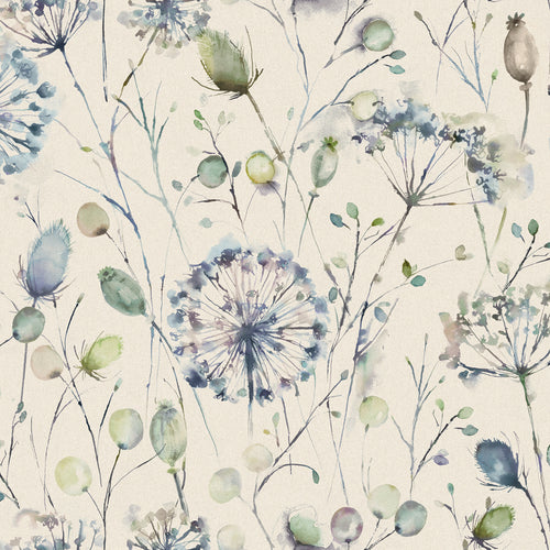 Floral Blue Fabric - Boronia Printed Cotton Fabric (By The Metre) Crocus Voyage Maison