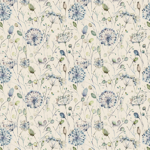 Floral Blue Fabric - Boronia Printed Cotton Fabric (By The Metre) Crocus Voyage Maison