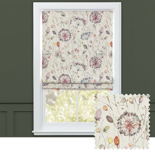 Floral Cream M2M - Boronia Printed Cotton Made to Measure Roman Blinds Boysenberry Voyage Maison